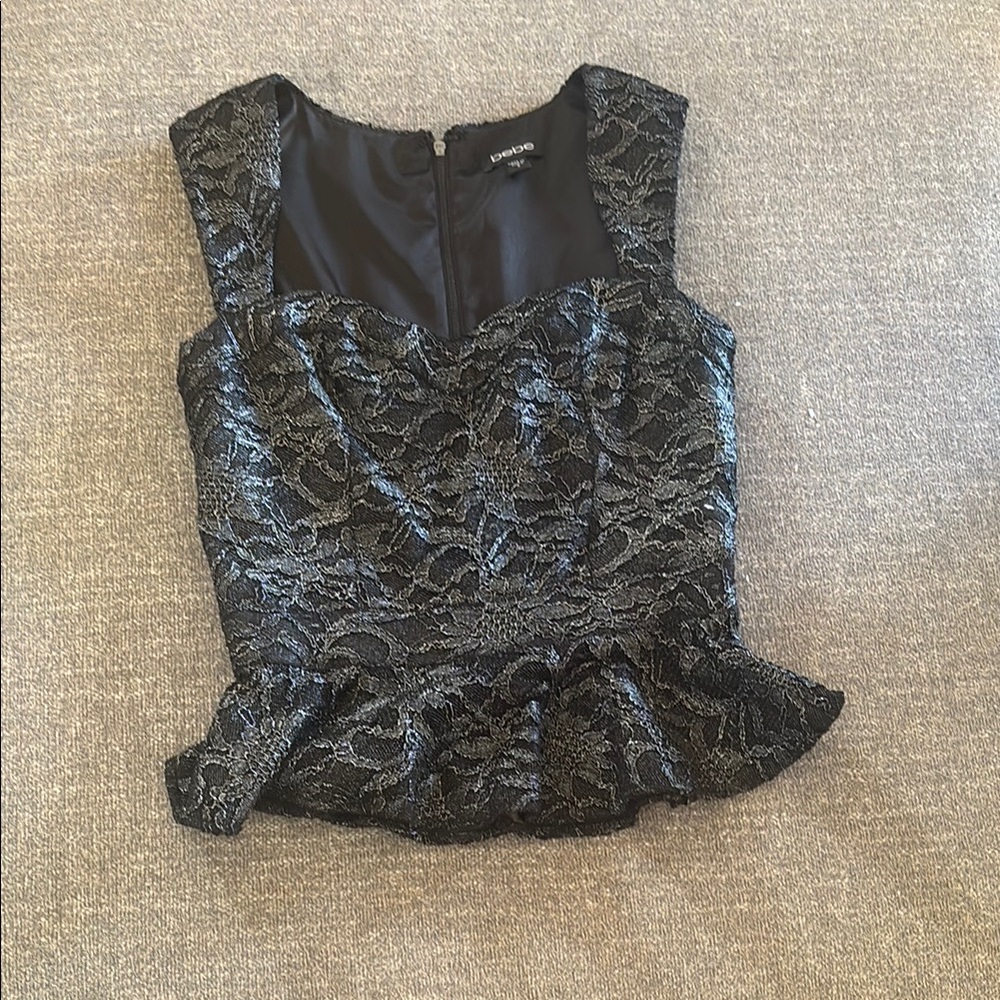 Black Lace Peplum Top